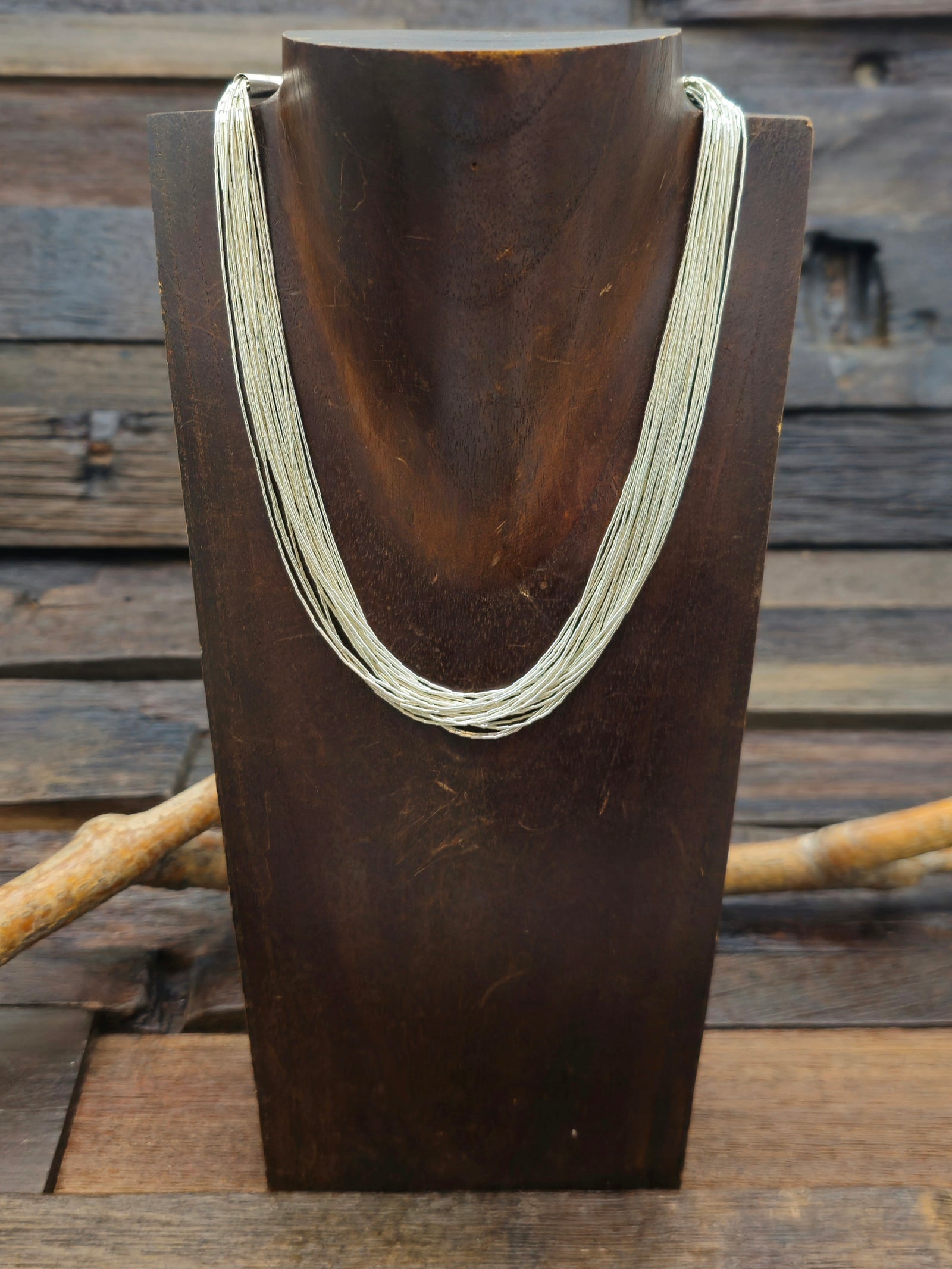 20 Strand Liquid Silver Necklace - 16 In.