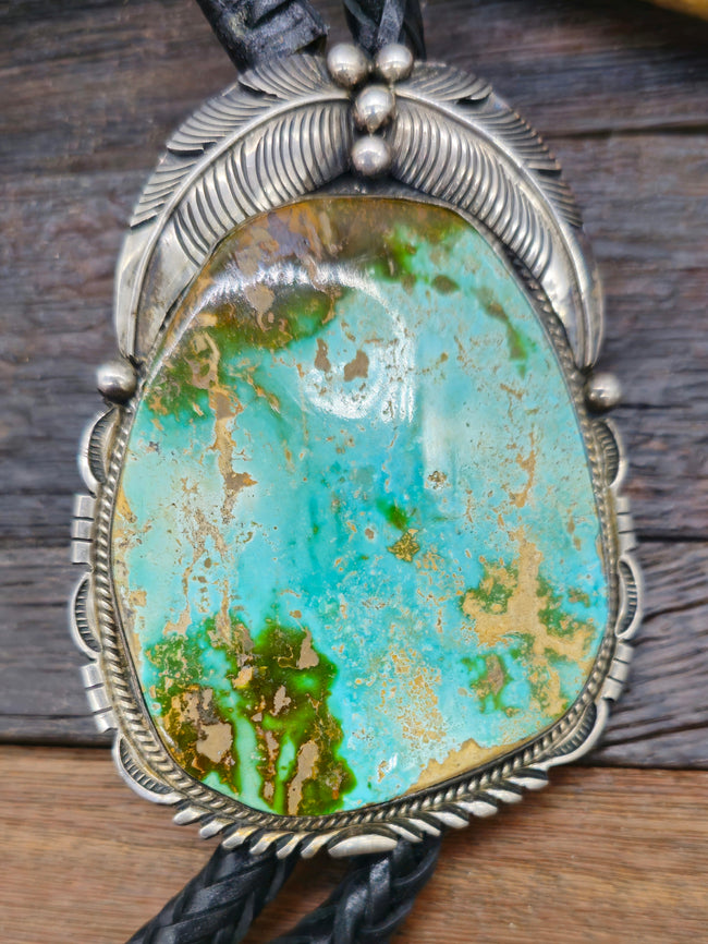Vintage/Estate Large Royston Turquoise Bolo Tie by C. Atencio