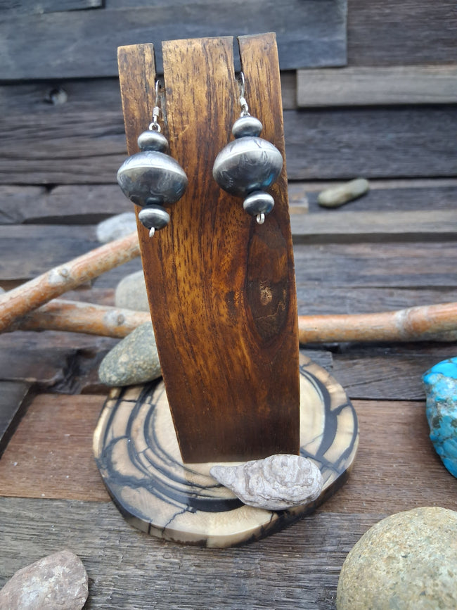 Oxidized Sterling Silver Bead Earrings by Preston Haley