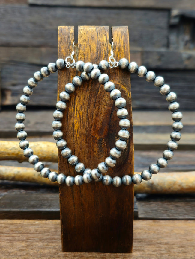 Oxidized Sterling Silver Bead Hoop Earrings by Isabell John