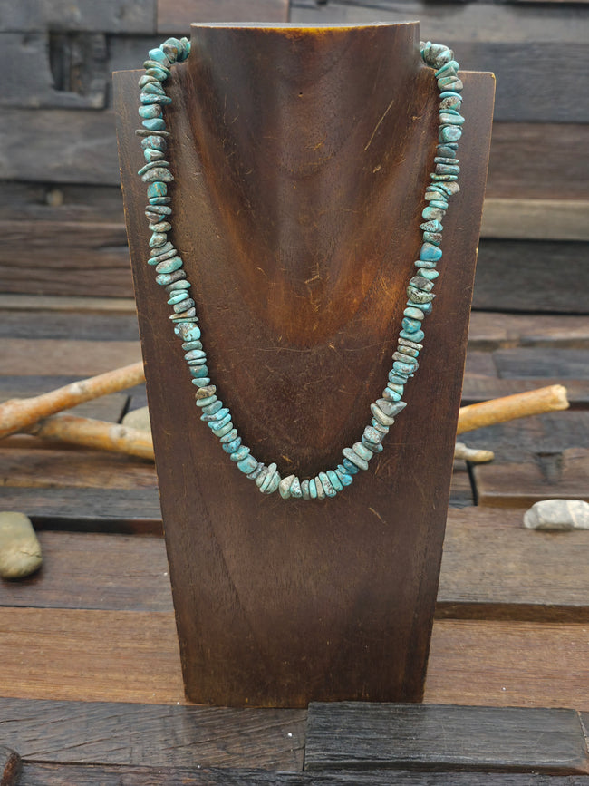 Blue Turquoise Various Chip Necklace - 18 in