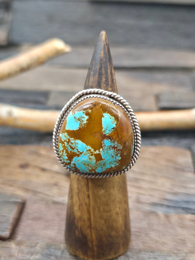 Sterling Silver Boulder Turquoise Ring by Benny Benally - Size 11