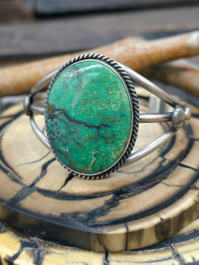 Green Turquoise Sterling Silver Cuff - 6 1/4 in.