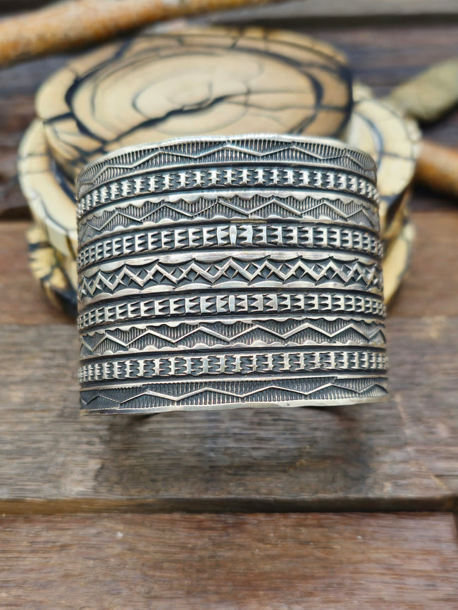 Stamped Sterling Silver Cuff by Sunshine Reeves - 7 in.