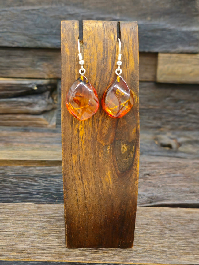 Teardrop Shape Amber Earrings NON-NATIVE MADE