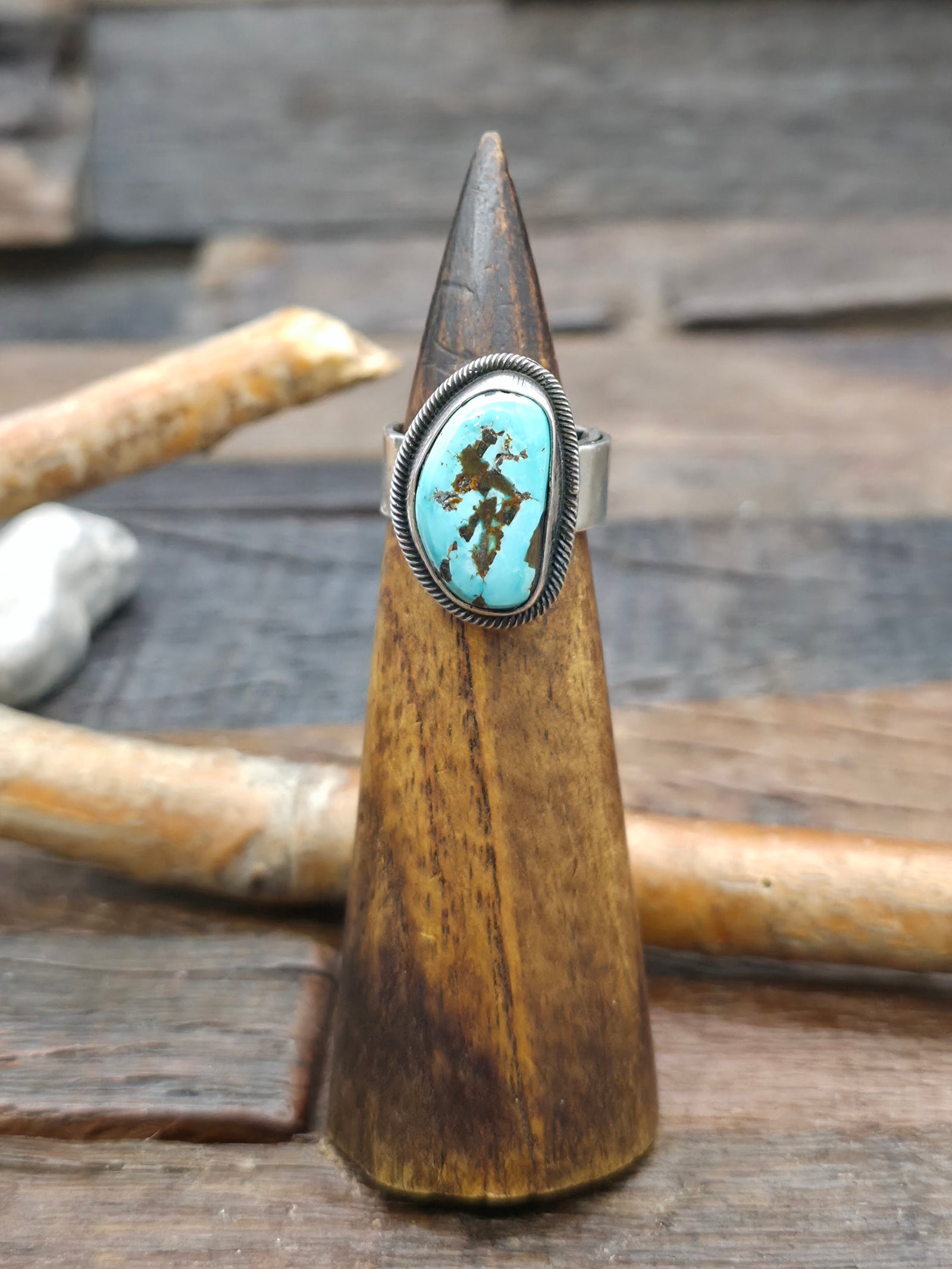 Sterling Silver and Turquoise Ring by Jess Martinez - Adjustable