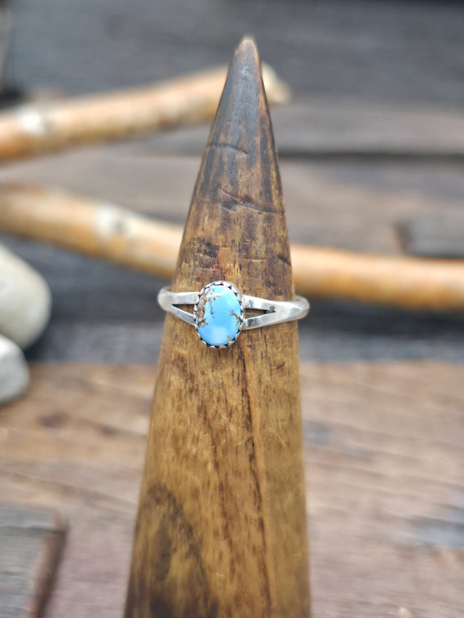 Sterling Silver Golden Hill Turquoise Dainty Ring by Jerryson Henio - Size 9 1/2