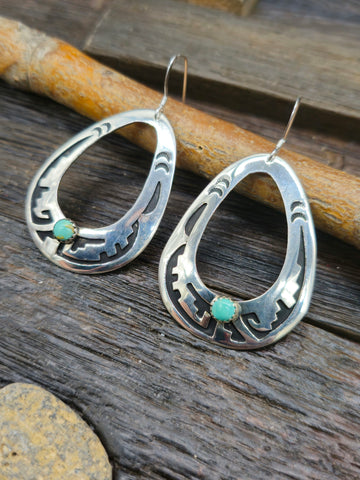 Sterling Silver Turquoise Inlay Earrings by Julius Burbank