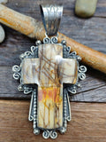 Sterling Silver and Jasper Cross Pendant by Rosella Paxton