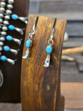 Sterling Silver Turquoise Squash Blossom Necklace and Earring Set by Marie Kirlie - 18 in.