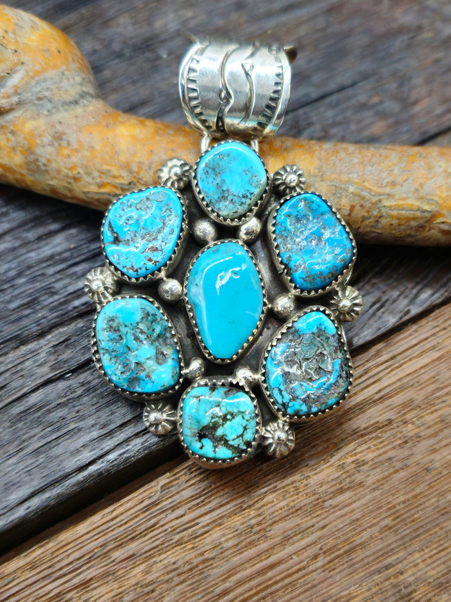 Oval Turquoise Cluster Pendant by Jeff Largo