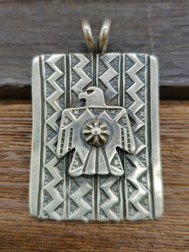 Oxidized Sterling Silver Thunderbird Pendant