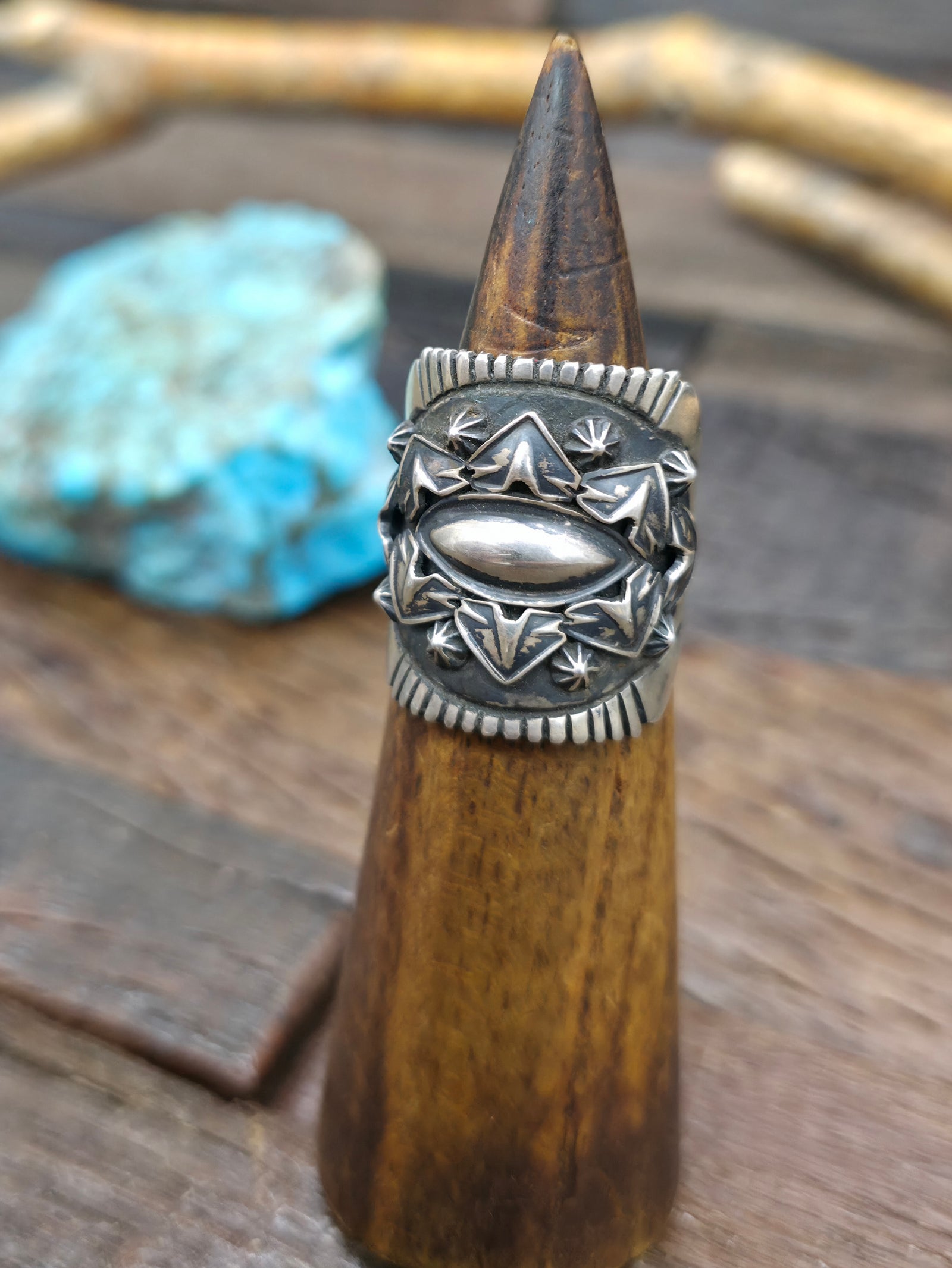 Stamped Sterling Silver Ring by Derrick Gordon - Size 10 1/2