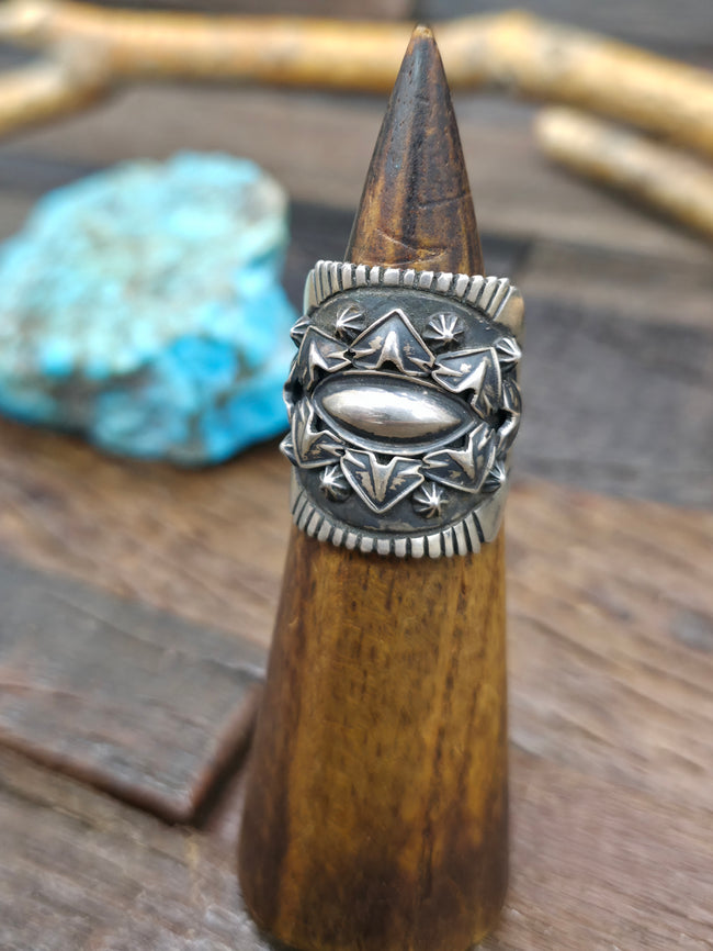 Stamped Sterling Silver Ring by Derrick Gordon - Size 10 1/2