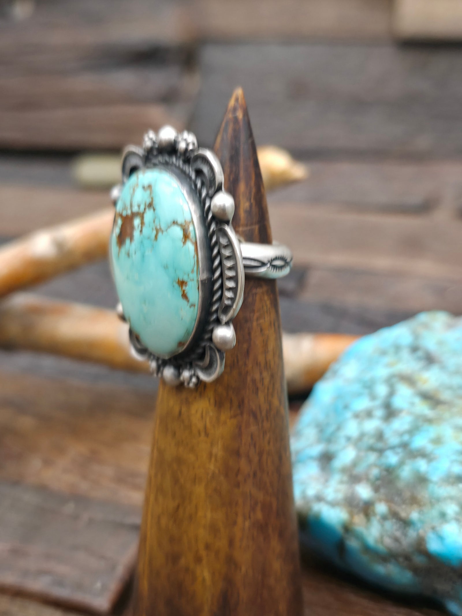 Sterling Silver and Turquoise Ring by Ronald Tom - Adjustable