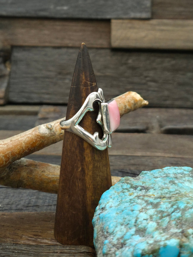 Cast Sterling Silver Pink Conch Ring by Kevin Yazzie - Size 11