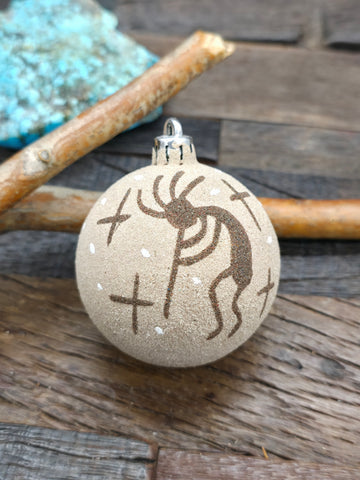Large Sand Painting Christmas Ornament Bauble by Bingo Smith - Kokopelli