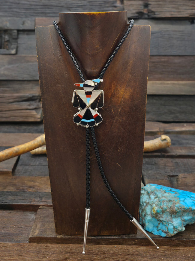 Sterling Silver Thunderbird Inlay Bolo Tie - 44 in.