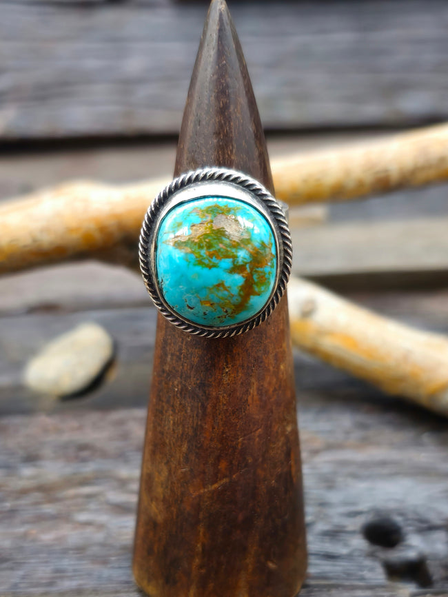 Leon Martinez Turquoise and Sterling Adjustable Ring