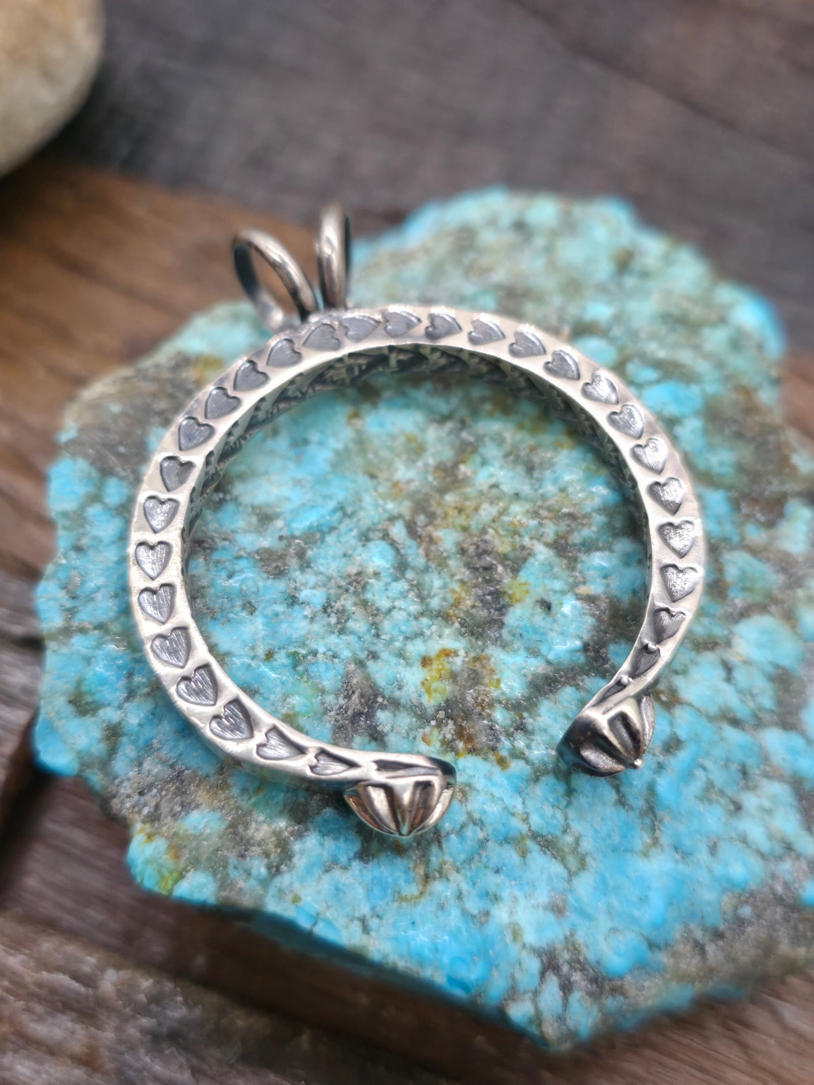 Stamped Sterling Silver Hearts and Arrows Naja Pendant by Sunshine Reeves - 2 in. by 1 3/4 in.