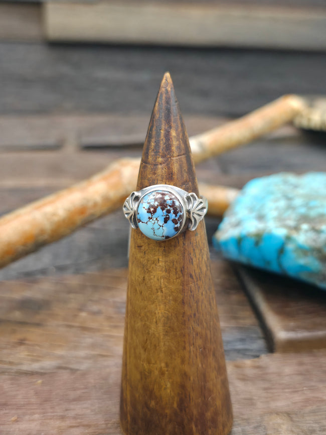 Sterling Silver Golden Hill Turquoise Ring by Albert Topaha - Size 8