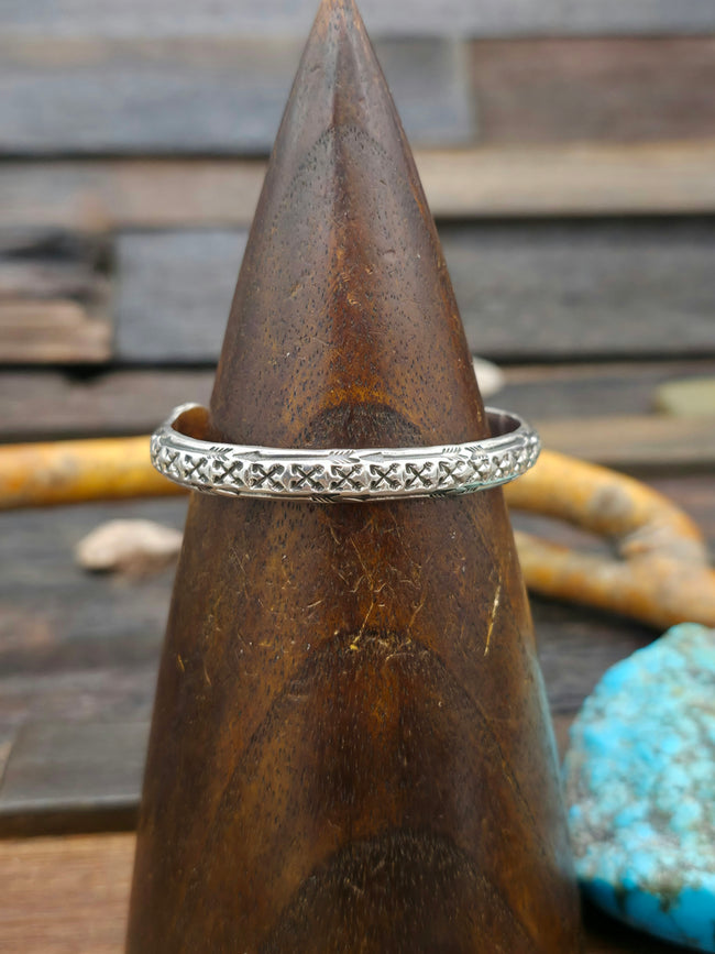 Stamped Sterling Silver Cuff with Crossed Arrows by Sunshine Reeves - 6 1/4 in.