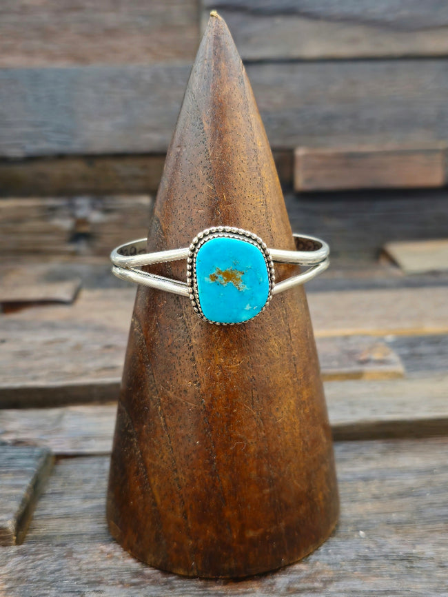 Turquoise Single Stone Cuff Bracelet by Rosella Paxton