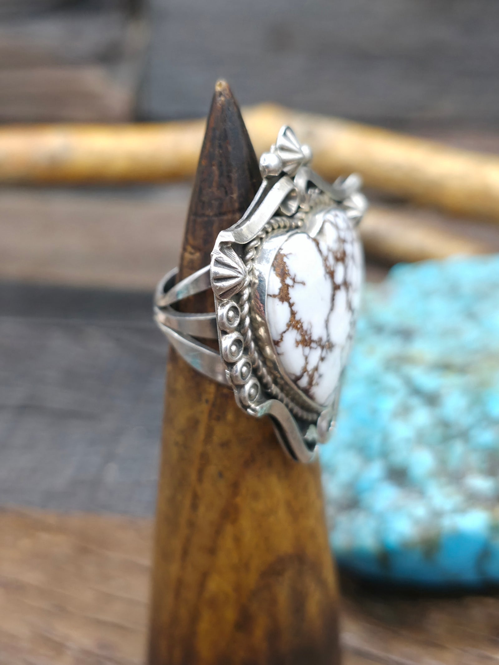 Stamped Sterling Silver Wild Horse Heart Ring by Rosella Paxson - Size 7