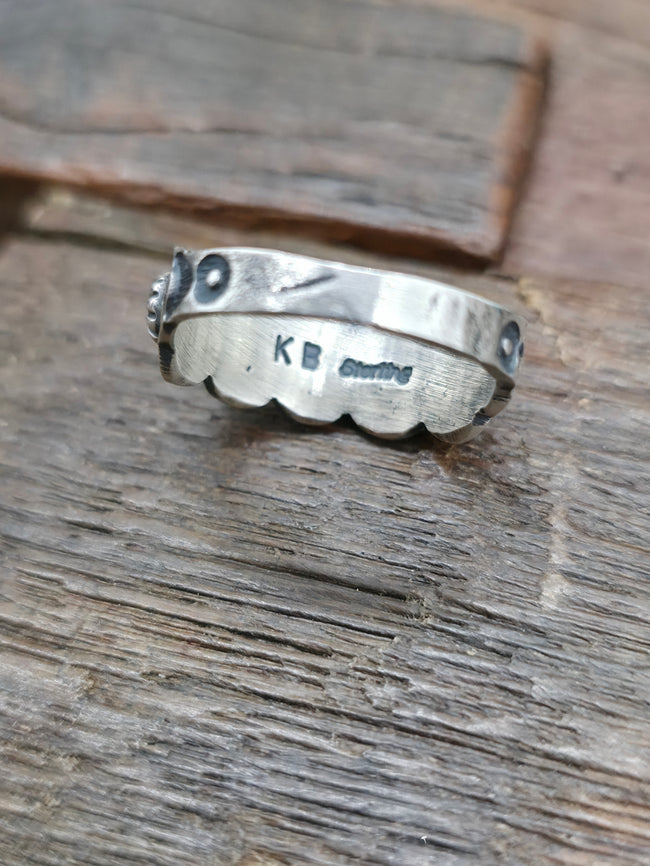 Sterling Silver Six Starshot Stamped and Cast Ring by Kevin Billah - Size 10