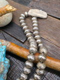 Vintage/Estate Graduated Stamped Sterling Silver Bead Necklace - 30 in.