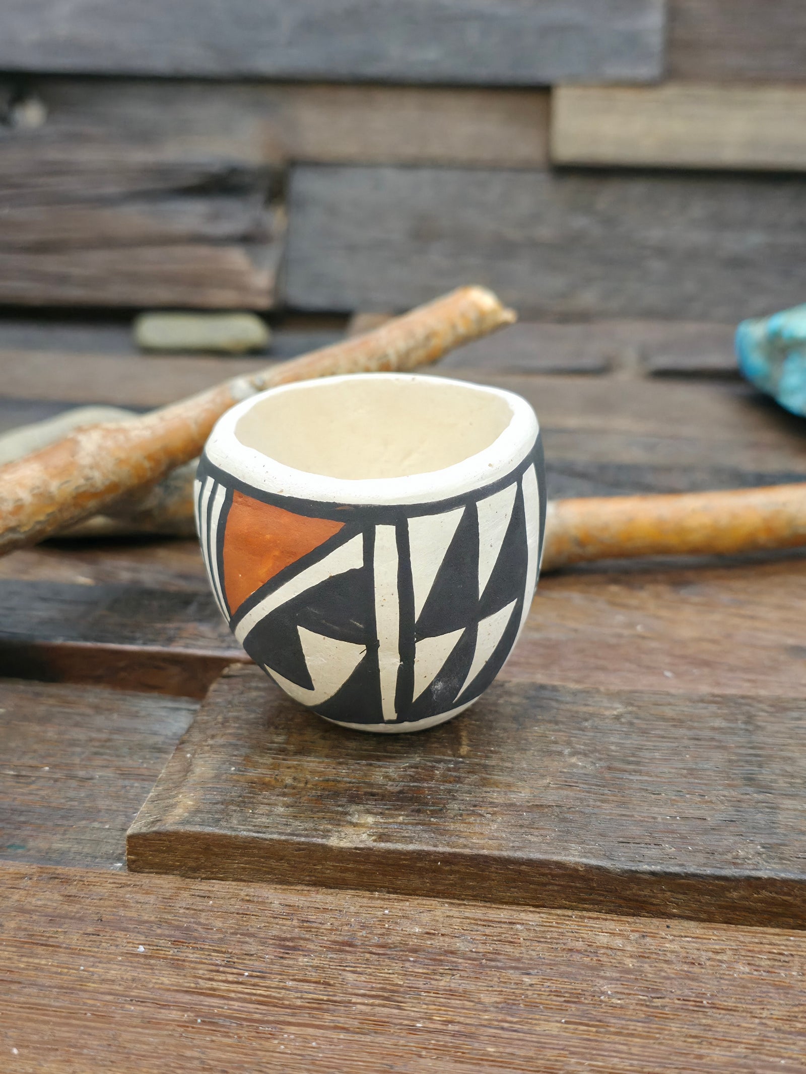 Mini Handmade Acoma Pot by Joyce Lucero - 1 1/2 in. by 1 1/2 in. by 1 1/2 in.
