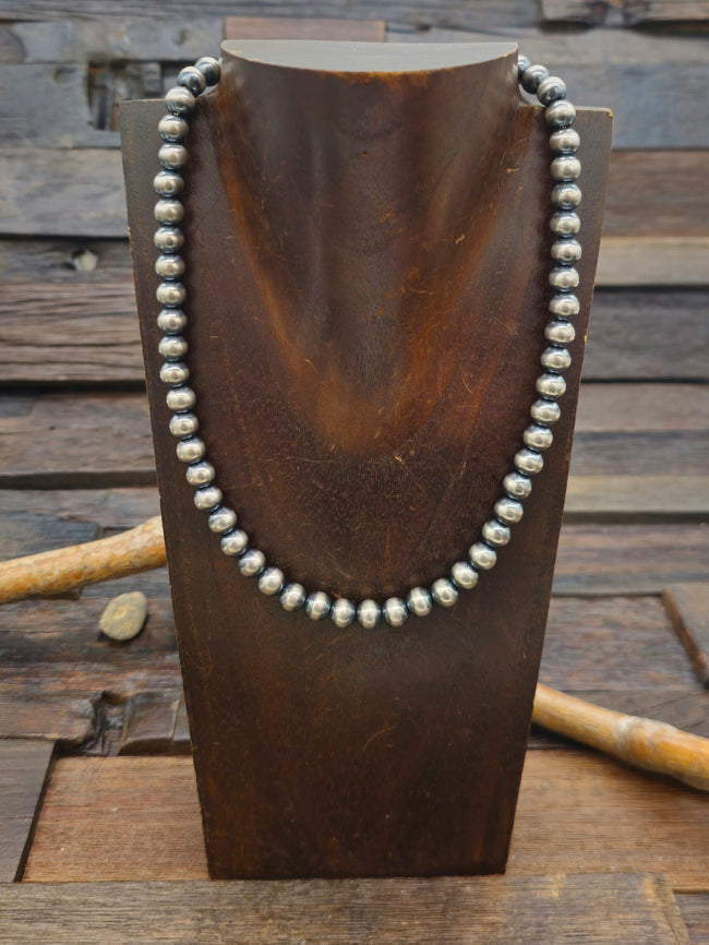 Sterling Silver Oxidized Bead Necklace 8 mm 18 in.