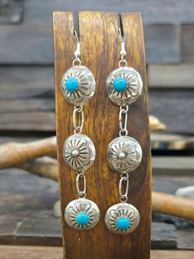 Sterling Silver Turquoise Three Tier Earrings by Jimmie James