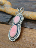 Two-Stone Pink Conch Shell Pendant - 3 in