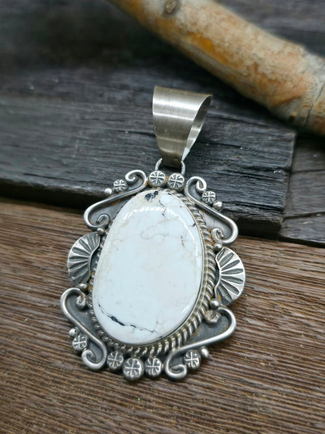White Buffalo Sterling Silver Pendant by Mary Anne Spencer