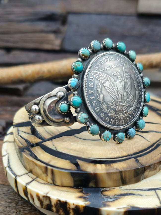 1925 Eagle Silver Dollar Coin Cuff by L. Archuleta - 6 3/4 in.