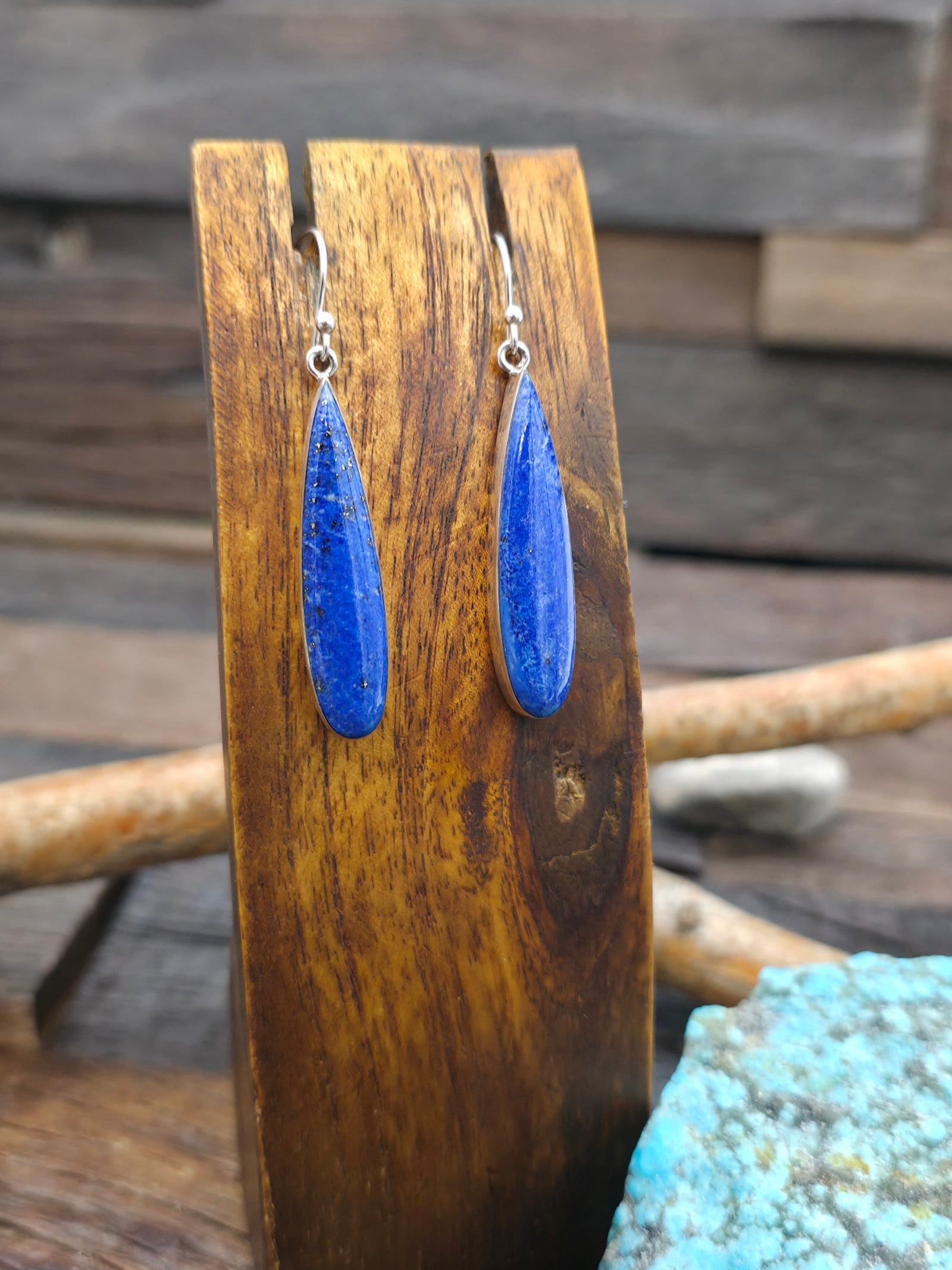 Sterling Silver Lapis Lazuli Earrings by E. Webster