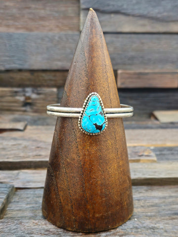 Single Stone High Shine Sterling Silver Palomino Turquoise Bracelet 6 1/2 in