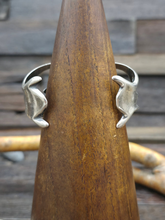 Three Stone Kingman Turquoise Cast Sterling Silver Cuff by Eugene Grube - 6 1/2in w/gap