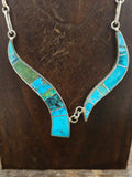 Sterling Silver Turquoise Inlay Necklace by Harold Smith - 20 in.