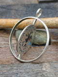 Eagle and Hummingbird Reversable Zuni Inlay Sterling Silver Spinning Pendant by Raymond Boyd