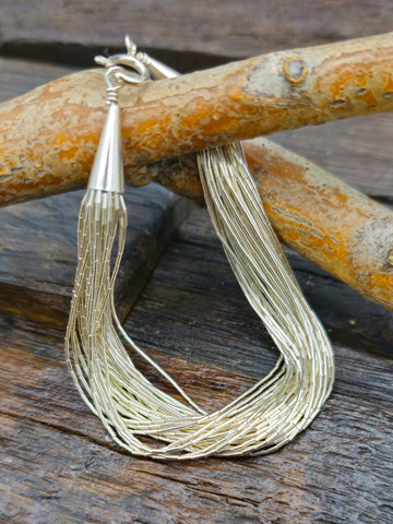 10 Strand Liquid Silver Necklace - 30 In.