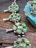 Sterling Silver Sonoran Turquoise Squash Blossom Necklace and Earring Set by Theresa Smith - 26 in.