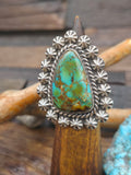 Sterling Silver Turquoise Statement Ring by Leonard Platero - Adjustable