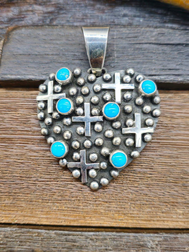 Heart Pendant with Turquoise by Geneva Apachito
