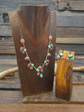 Sterling Silver Sonoran Turquoise, Red and Purple Spiny Oyster Necklace and Earring Set - 21 in.