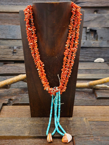 Vintage/Estate Sterling Silver High Grade Turquoise Mountain Squash Blossom Necklace - 22 in.