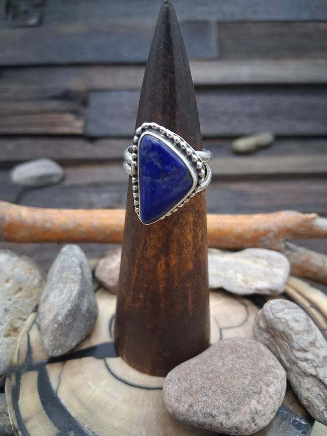 Lapis Lazuli Triangle Adjustable Ring Sterling Silver by Jacob Trancosa