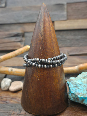 Fluted Bead Sterling Silver Bracelet - 8 in.