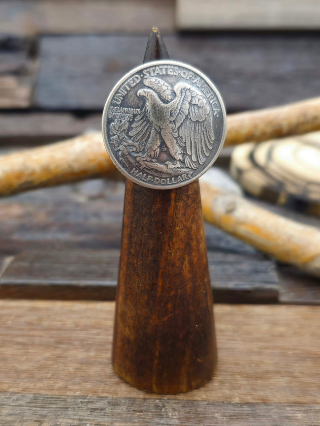 Half Dollar Eagle Ring with Sterling Silver Band - Size 6